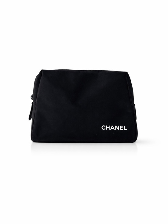 CHANEL Handbags - CHANEL Black & White Nylon Travel Pouch Beauty Cosmetic Bag Clutch